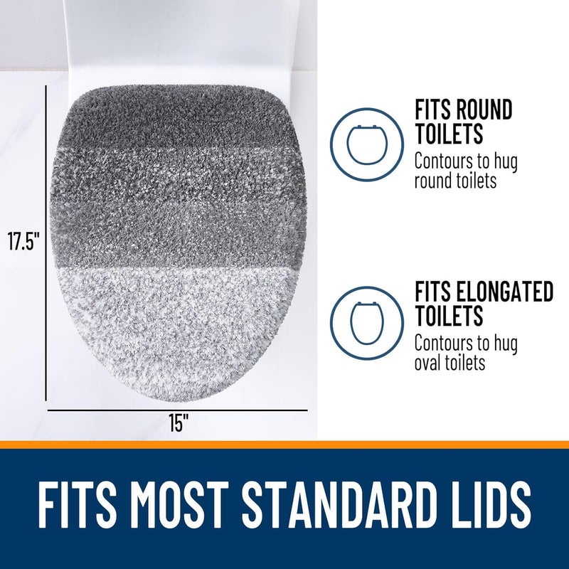 OLANLY Soft Microfiber Bathroom Toilet Lid Cover, Machine Washable Seat Covers, 17.5x15, Stays in Place Rubber Backing, Fits Most Round, Elongated and Oblong Lids, Accessories Decor, Gray - Image 5